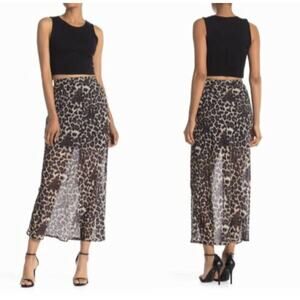 Know One Cares Nordstrom Animal Print Sheer Long Skirt Small Womens NEW